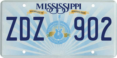 MS license plate ZDZ902