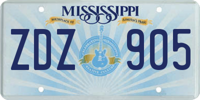 MS license plate ZDZ905