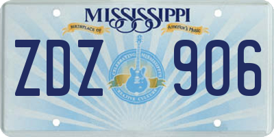 MS license plate ZDZ906