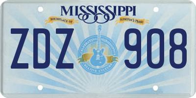 MS license plate ZDZ908