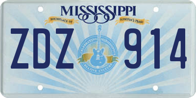 MS license plate ZDZ914