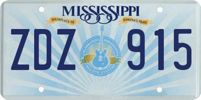 MS license plate ZDZ915