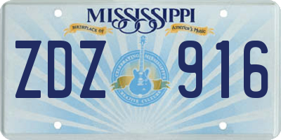 MS license plate ZDZ916