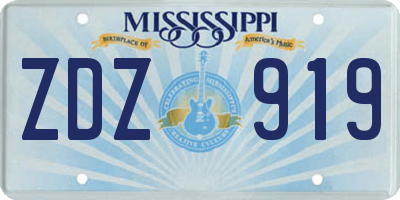 MS license plate ZDZ919