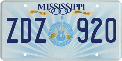 MS license plate ZDZ920