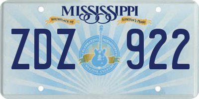 MS license plate ZDZ922