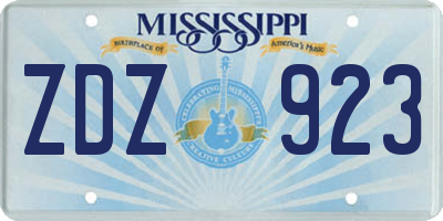 MS license plate ZDZ923