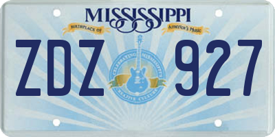 MS license plate ZDZ927