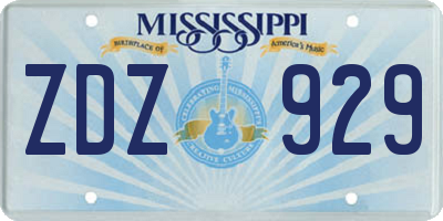 MS license plate ZDZ929