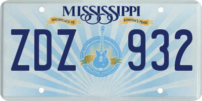 MS license plate ZDZ932