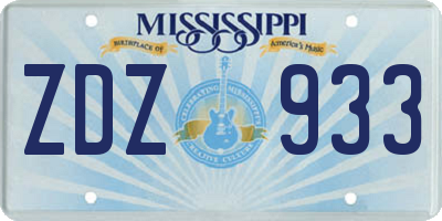 MS license plate ZDZ933