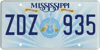 MS license plate ZDZ935