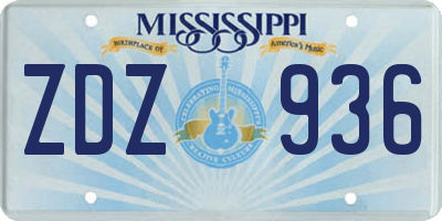 MS license plate ZDZ936