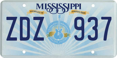 MS license plate ZDZ937