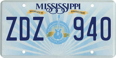 MS license plate ZDZ940