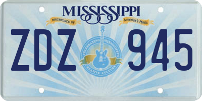 MS license plate ZDZ945