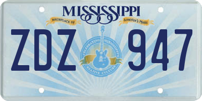 MS license plate ZDZ947