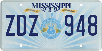 MS license plate ZDZ948