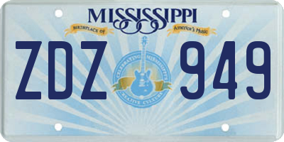 MS license plate ZDZ949