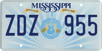 MS license plate ZDZ955