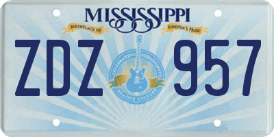 MS license plate ZDZ957
