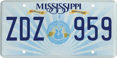 MS license plate ZDZ959