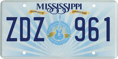 MS license plate ZDZ961