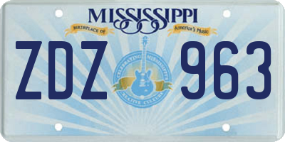 MS license plate ZDZ963