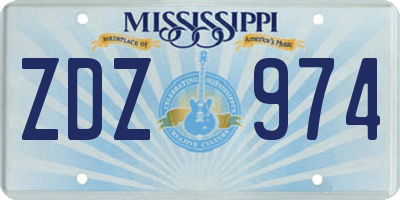 MS license plate ZDZ974