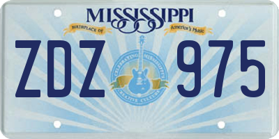 MS license plate ZDZ975