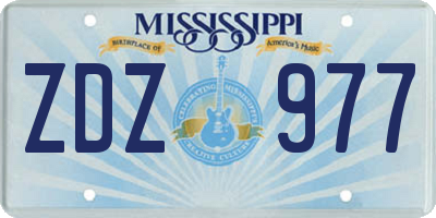 MS license plate ZDZ977