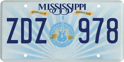 MS license plate ZDZ978