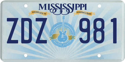 MS license plate ZDZ981