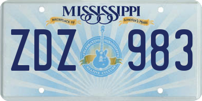 MS license plate ZDZ983
