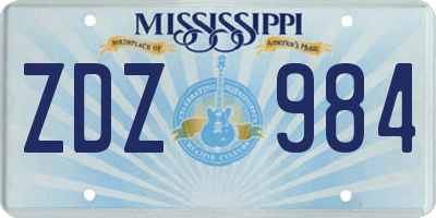 MS license plate ZDZ984