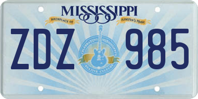 MS license plate ZDZ985