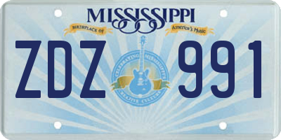 MS license plate ZDZ991