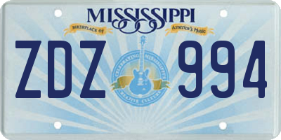 MS license plate ZDZ994