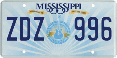 MS license plate ZDZ996
