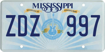 MS license plate ZDZ997