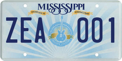MS license plate ZEA001