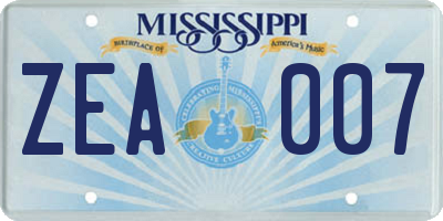 MS license plate ZEA007