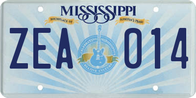 MS license plate ZEA014