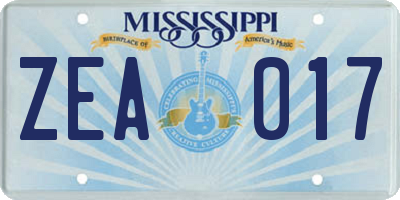 MS license plate ZEA017