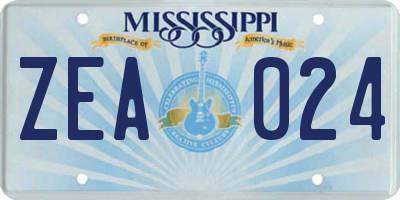 MS license plate ZEA024
