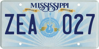 MS license plate ZEA027