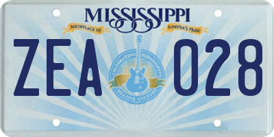 MS license plate ZEA028