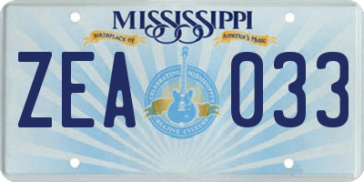 MS license plate ZEA033