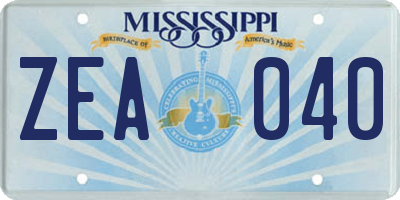 MS license plate ZEA040
