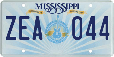 MS license plate ZEA044